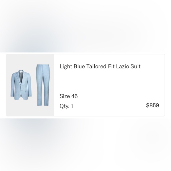 Light blue linen lazio tailored fit suit size 46 - Picture 1 of 2
